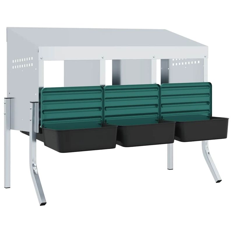 Petshop - Accesorii petshop - Culcusuri si custi - Custi interior si exterior - Cuib pentru gaini cu 3 compartimente si picioare, otel galvanizat - Infinity.ro