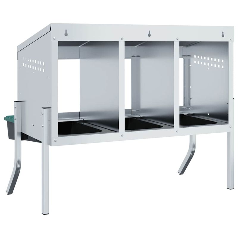 Petshop - Accesorii petshop - Culcusuri si custi - Custi interior si exterior - Cuib pentru gaini cu 3 compartimente si picioare, otel galvanizat - Infinity.ro