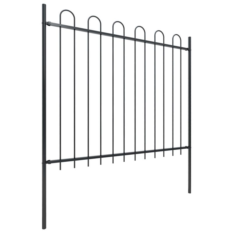Casa si Gradina - Gradina si terasa - Garduri, panouri si accesorii - Gard de gradina cu varf curbat, negru, 11,9 m, otel, înălțime 150 cm - Infinity.ro