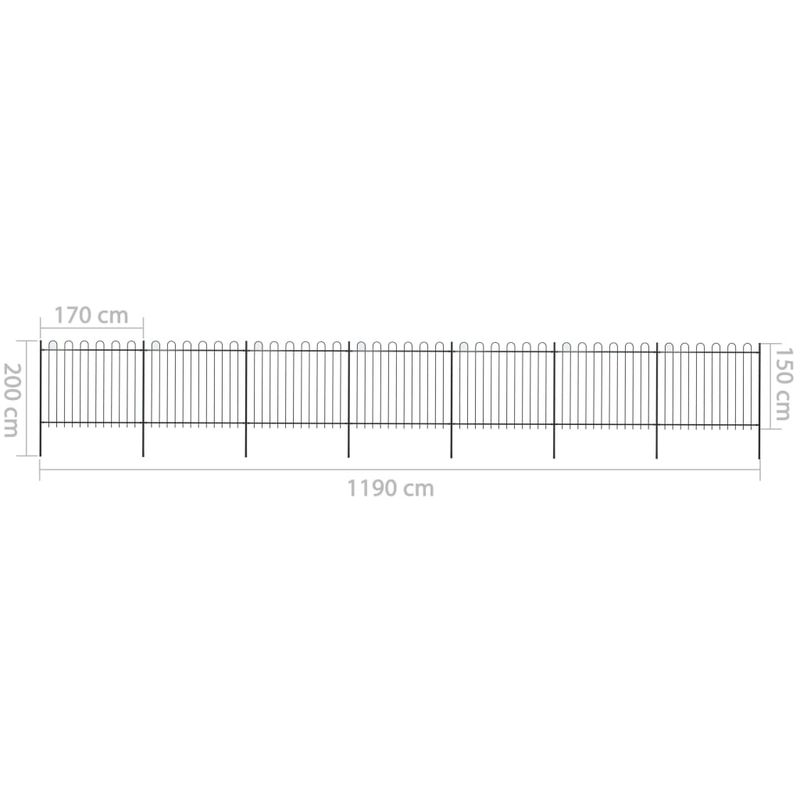 Casa si Gradina - Gradina si terasa - Garduri, panouri si accesorii - Gard de gradina cu varf curbat, negru, 11,9 m, otel, înălțime 150 cm - Infinity.ro