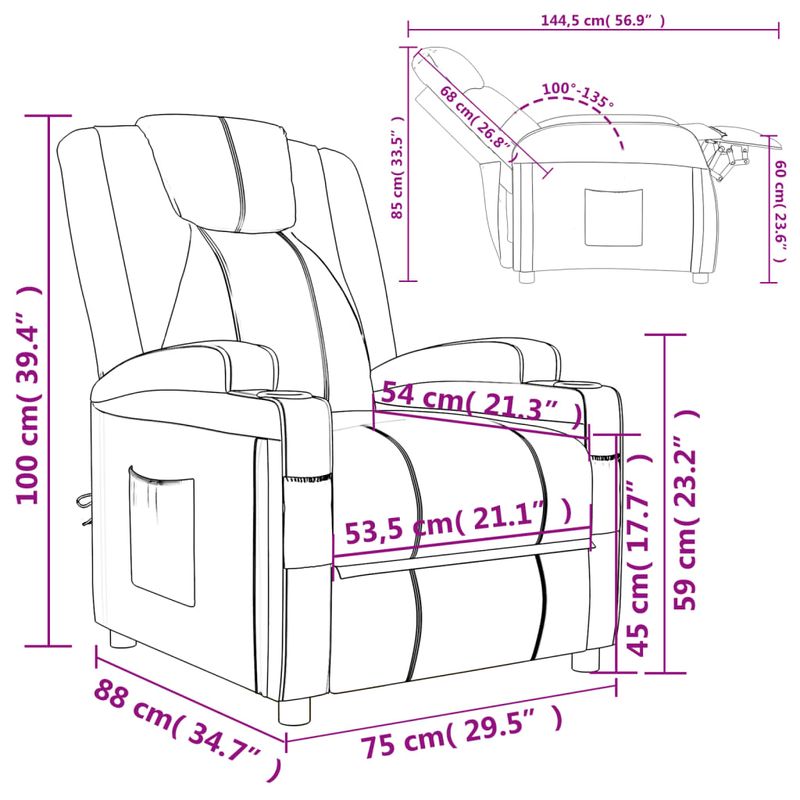Casa si Gradina - Mobilier - Scaune si fotolii - Fotolii - Fotoliu rabatabil, cappuccino, piele ecologica - Infinity.ro