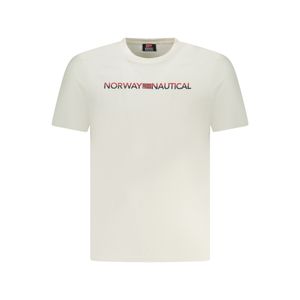Norway Tricou barbati cu imprimeu cu logo si decolteu la baza gatului, Alb,