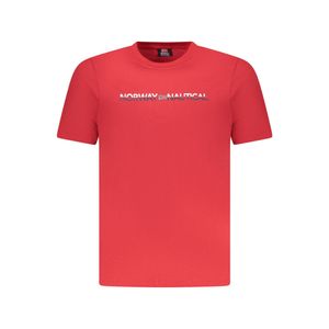 Norway Tricou barbati cu imprimeu cu logo si decolteu la baza gatului, Rosu deschis,