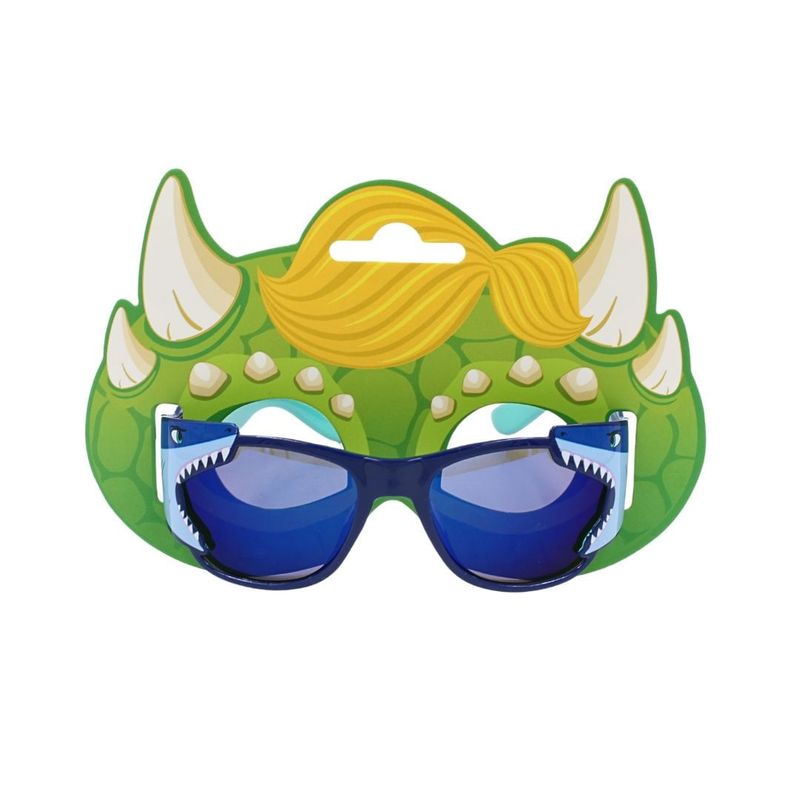 Fashion, accesorii si bijuterii - Copii - Accesorii copii - Ochelari de soare copii - Ochelari de soare pentru copii, model dinozaur cu dinti si rame albastre - Infinity.ro