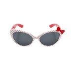 Fashion, accesorii si bijuterii - Copii - Accesorii copii - Ochelari de soare copii - Ochelari de soare pentru copii, model cat-eye alb cu buline rosii si fundita decorativa - Infinity.ro