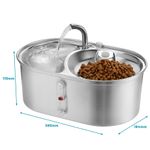 Petshop - Accesorii petshop - Castroane si adapatori - Dispenser apa automat tip fantana cu bol mancare Linomag®, 3L, filtrare carbune, silentios, inox, pisici/caini, Argintiu - Infinity.ro