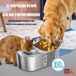 Petshop - Accesorii petshop - Castroane si adapatori - Dispenser apa automat tip fantana cu bol mancare Linomag®, 3L, filtrare carbune, silentios, inox, pisici/caini, Argintiu - Infinity.ro