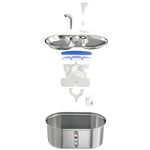 Petshop - Accesorii petshop - Castroane si adapatori - Dispenser apa automat tip fantana cu bol mancare Linomag®, 3L, filtrare carbune, silentios, inox, pisici/caini, Argintiu - Infinity.ro