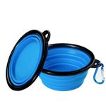 Petshop - Accesorii petshop - Castroane si adapatori - Bol pliabil pentru apa si mancare, Linomag®, Pentru caini si pisici, Silicon, 650 ml, Albastru - Infinity.ro