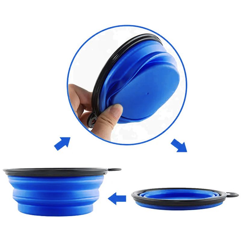 Petshop - Accesorii petshop - Castroane si adapatori - Bol pliabil pentru apa si mancare, Linomag®, Pentru caini si pisici, Silicon, 650 ml, Albastru - Infinity.ro