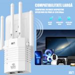 PC, gaming si accesorii - Retelistica - Wireless - Adaptoare wireless - Amplificator Semnal WiFi Linomag®, Dual Band 2.4/5GHz, 1200Mbps, 4 antene, 2xLAN, 240m², Range Extender, Alb - Infinity.ro