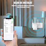 PC, gaming si accesorii - Retelistica - Wireless - Adaptoare wireless - Amplificator Semnal WiFi Linomag®, Dual Band 2.4/5GHz, 1200Mbps, 4 antene, 2xLAN, 240m², Range Extender, Alb - Infinity.ro