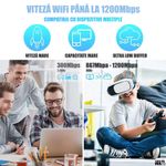 PC, gaming si accesorii - Retelistica - Wireless - Adaptoare wireless - Amplificator Semnal WiFi Linomag®, Dual Band 2.4/5GHz, 1200Mbps, 4 antene, 2xLAN, 240m², Range Extender, Alb - Infinity.ro