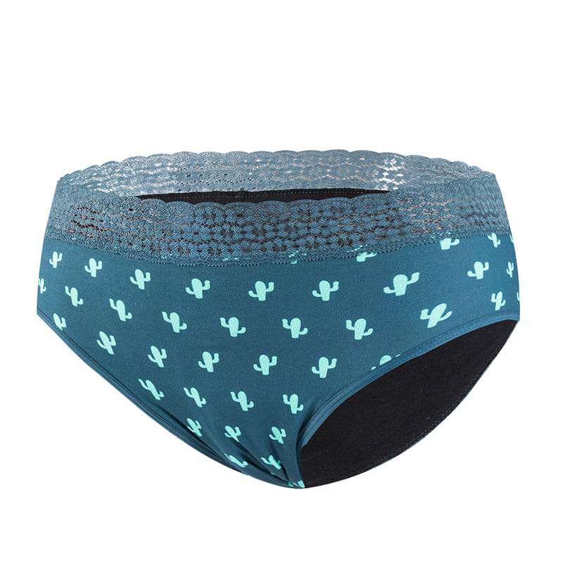 Fashion, accesorii si bijuterii - Femei - Lenjerie si pijamale femei - Lenjerie intima femei - Chiloti Menstruali Multicolori - Model Cactus - Verde - Model Cactus, L - Infinity.ro