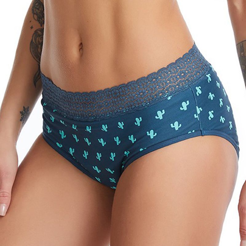 Fashion, accesorii si bijuterii - Femei - Lenjerie si pijamale femei - Lenjerie intima femei - Chiloti Menstruali Multicolori - Model Cactus - Verde - Model Cactus, L - Infinity.ro