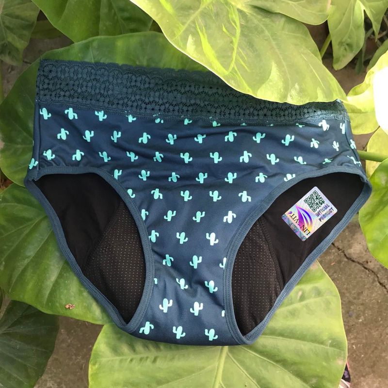 Fashion, accesorii si bijuterii - Femei - Lenjerie si pijamale femei - Lenjerie intima femei - Chiloti Menstruali Multicolori - Model Cactus - Verde - Model Cactus, L - Infinity.ro