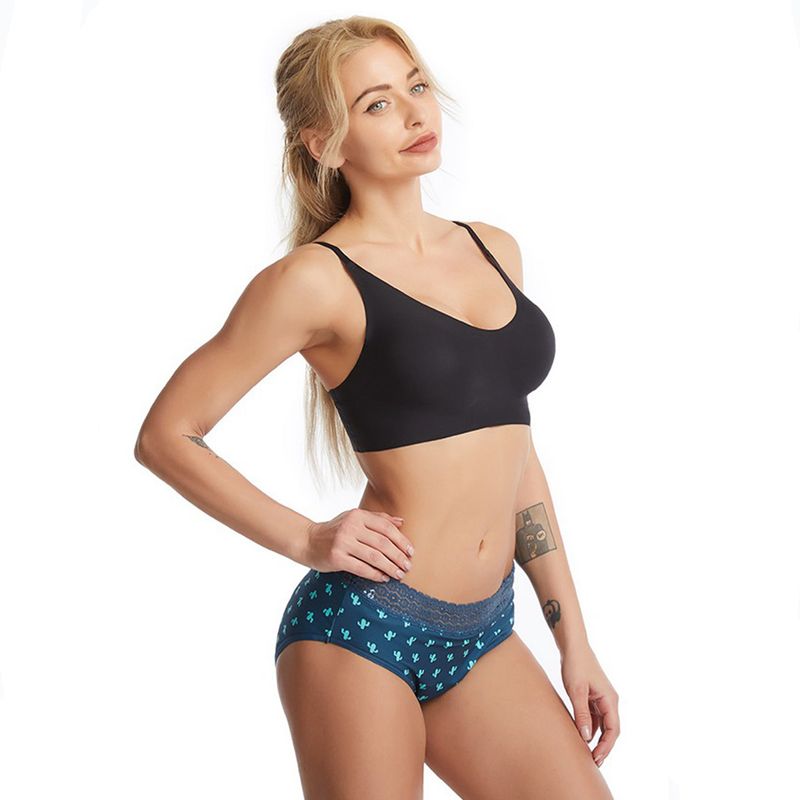 Fashion, accesorii si bijuterii - Femei - Lenjerie si pijamale femei - Lenjerie intima femei - Chiloti Menstruali Multicolori - Model Cactus - Verde - Model Cactus, L - Infinity.ro
