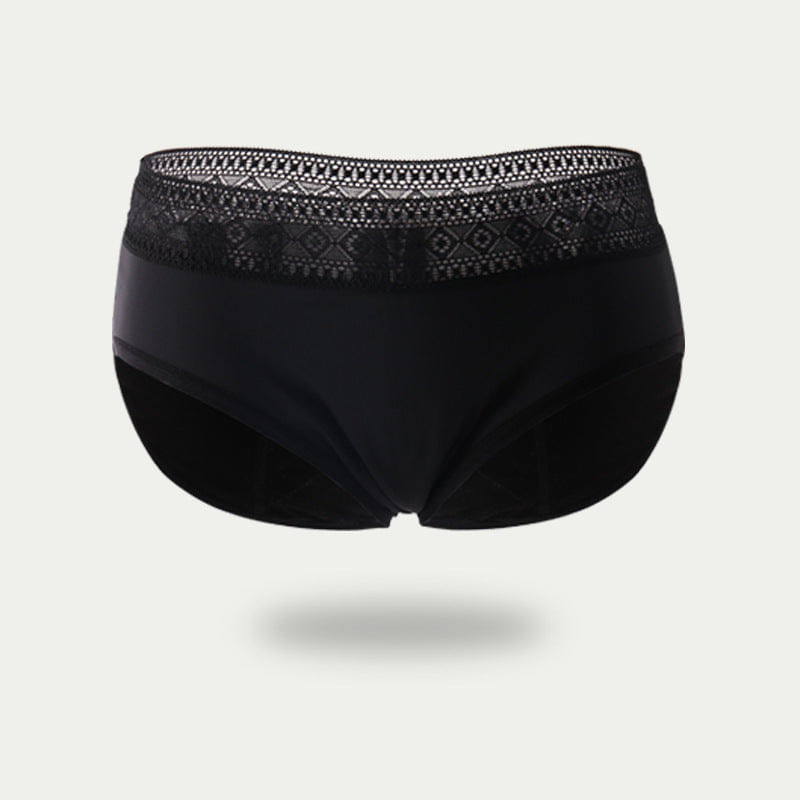 Fashion, accesorii si bijuterii - Femei - Lenjerie si pijamale femei - Lenjerie intima femei - Chiloti Menstruali cu Dantela Geometrica - S, Negru - Infinity.ro