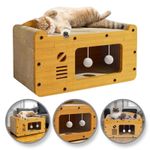 Petshop - Accesorii petshop - Culcusuri si custi - Culcusuri si saltele - Casuta si pat culcus pentru pisici, cu loc de zgariat si jucat, JollyMag, KOT18 - Infinity.ro