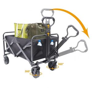 Carucior de gradina pentru transport, pliabil, metalic, negru, JollyMag, AR07CZ, 72x47x68-87cm