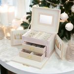 Fashion, accesorii si bijuterii - Femei - Bijuterii femei - Cutii bijuterii - Cutie de bijuterii, caseta organizator tip valiza roz, multiple compartimente, Jollymag, PD102R - Infinity.ro