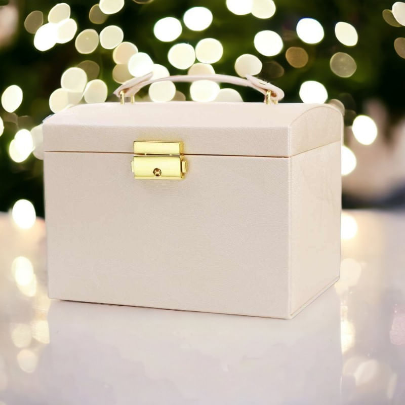 Fashion, accesorii si bijuterii - Femei - Bijuterii femei - Cutii bijuterii - Cutie de bijuterii, caseta organizator tip valiza roz, multiple compartimente, Jollymag, PD102R - Infinity.ro