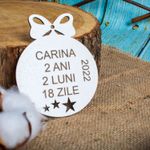 Casa si Gradina - Decoratiuni - Decoratiuni de sezon - Glob de Craciun cu Detaliile Copilului HH1629 din Lemn Model Stele - Infinity.ro