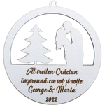 Casa si Gradina - Decoratiuni - Decoratiuni de sezon - Glob de Craciun cu Nume Personalizat HH1628 din Lemn Model Craciun Impreuna - Infinity.ro