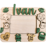 Market - Cadouri - Rame si albume foto - Rama foto Personalizata din Lemn HH1661 cu Detaliile Nasterii Jungla - 37 x 28 cm - Infinity.ro