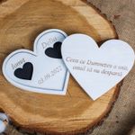 Fashion, accesorii si bijuterii - Femei - Bijuterii femei - Cutii bijuterii - Cutie de Bijuterii Verighete Personalizata HH1602 din Lemn Alba Inima 14x12 cm - Infinity.ro