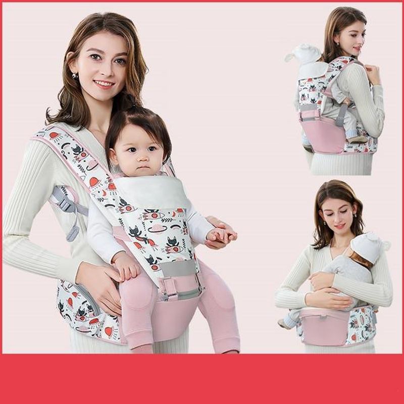 Jucarii, Copii si Bebe - Carucioare si articole de transport - Marsupii si hamuri bebe - Marsupiu bebe ergonomic 6 in 1 cu scaunel-roz - Infinity.ro