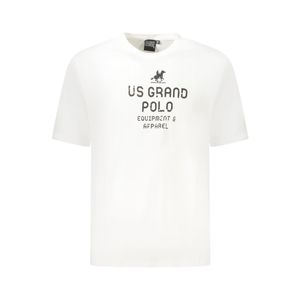 U.S. Grand POLO Tricou barbati cu imprimeu din bumbac, regular fit, alb,