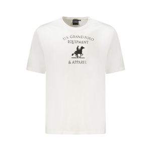 U.S. Grand POLO Tricou barbati cu imprimeu din bumbac, regular fit, alb,