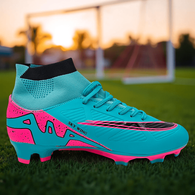 Sport si Outdoor - Echipament Sportiv - Incaltaminte sport - Pantofi sport - Ghete de fotbal Sky Wing C9838, cu glezniera si crampoane, pentru iarba sau sintetic 39 turcoaz - Infinity.ro