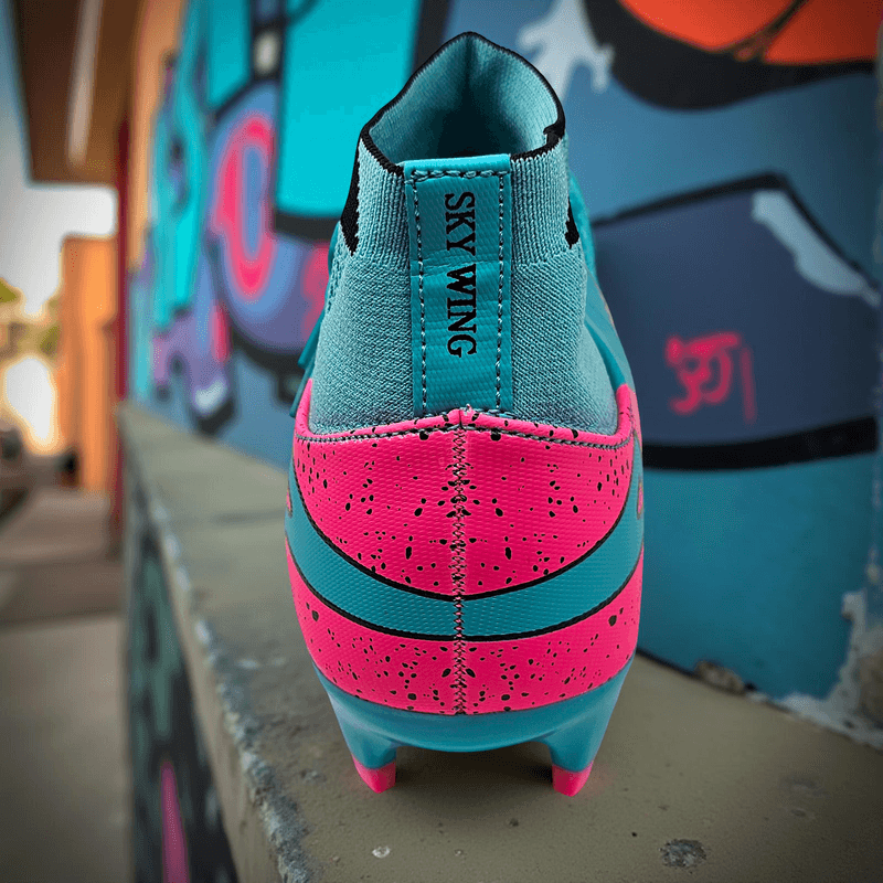 Sport si Outdoor - Echipament Sportiv - Incaltaminte sport - Pantofi sport - Ghete de fotbal Sky Wing C9838, cu glezniera si crampoane, pentru iarba sau sintetic 32 turcoaz - Infinity.ro