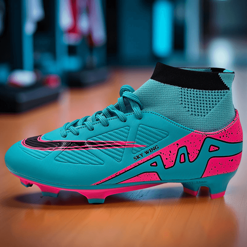 Sport si Outdoor - Echipament Sportiv - Incaltaminte sport - Pantofi sport - Ghete de fotbal Sky Wing C9838, cu glezniera si crampoane, pentru iarba sau sintetic 32 turcoaz - Infinity.ro