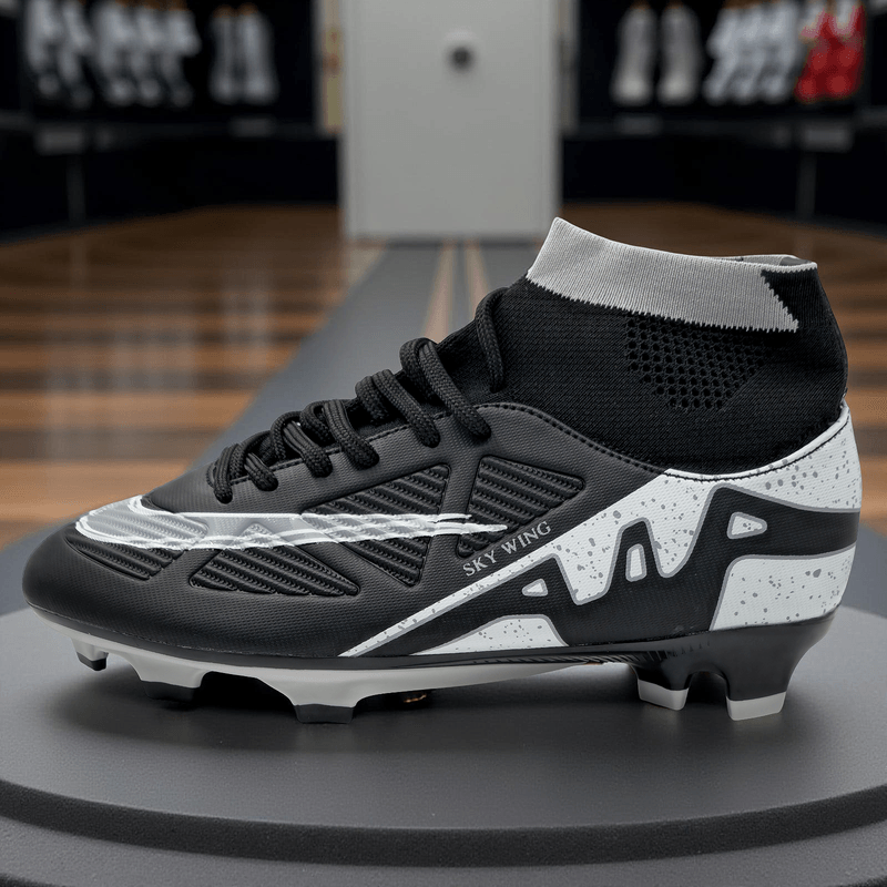 Sport si Outdoor - Echipament Sportiv - Incaltaminte sport - Pantofi sport - Ghete de fotbal Sky Wing C9838, cu glezniera si crampoane, pentru iarba sau sintetic 32 negru - Infinity.ro