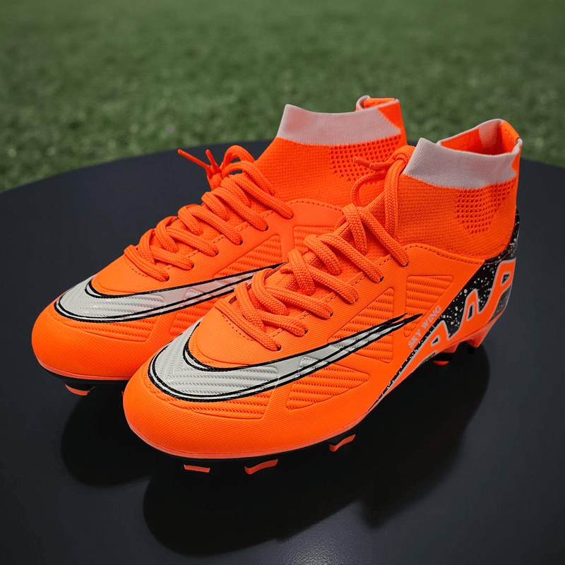 Sport si Outdoor - Echipament Sportiv - Incaltaminte sport - Pantofi sport - Ghete de fotbal Sky Wing C9838, cu glezniera si crampoane, pentru iarba sau sintetic 34 portocaliu - Infinity.ro