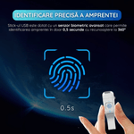 PC, gaming si accesorii - Periferice PC - Memorii USB - Stick USB 64GB, USB 3.0 + Type-C, Criptare Amprenta, Carcasa Metalica, Compatibil Laptop si Telefon, Argintiu - Infinity.ro