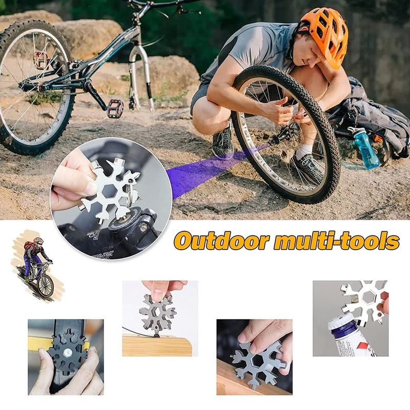 Casa si Gradina - Constructii - Scule de mana si unelte - Chei si truse chei - Cheie multifunctionala, tip breloc, 18 in 1, forma de fulg, metal, argintiu Vivo 18MT-SILVER - Infinity.ro