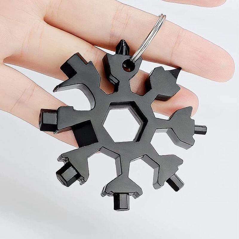 Casa si Gradina - Constructii - Scule de mana si unelte - Chei si truse chei - Cheie multifunctionala, tip breloc, 18 in 1, forma de fulg, metal, negru Vivo 18MT-BLACK - Infinity.ro