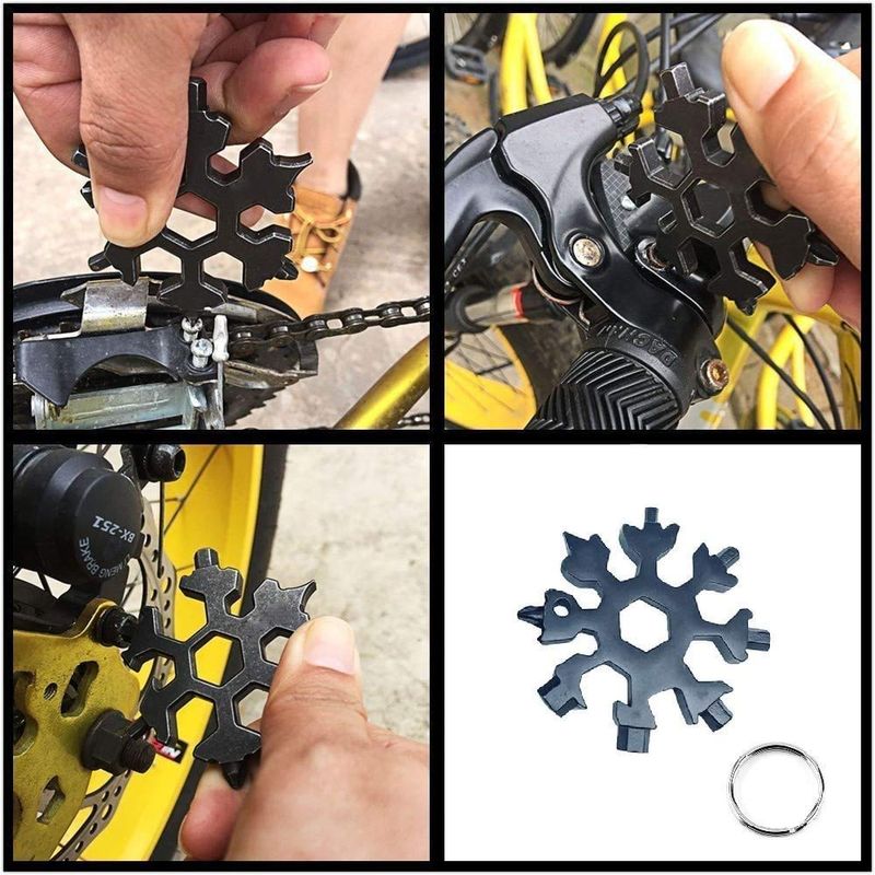 Casa si Gradina - Constructii - Scule de mana si unelte - Chei si truse chei - Cheie multifunctionala, tip breloc, 18 in 1, forma de fulg, metal, negru Vivo 18MT-BLACK - Infinity.ro