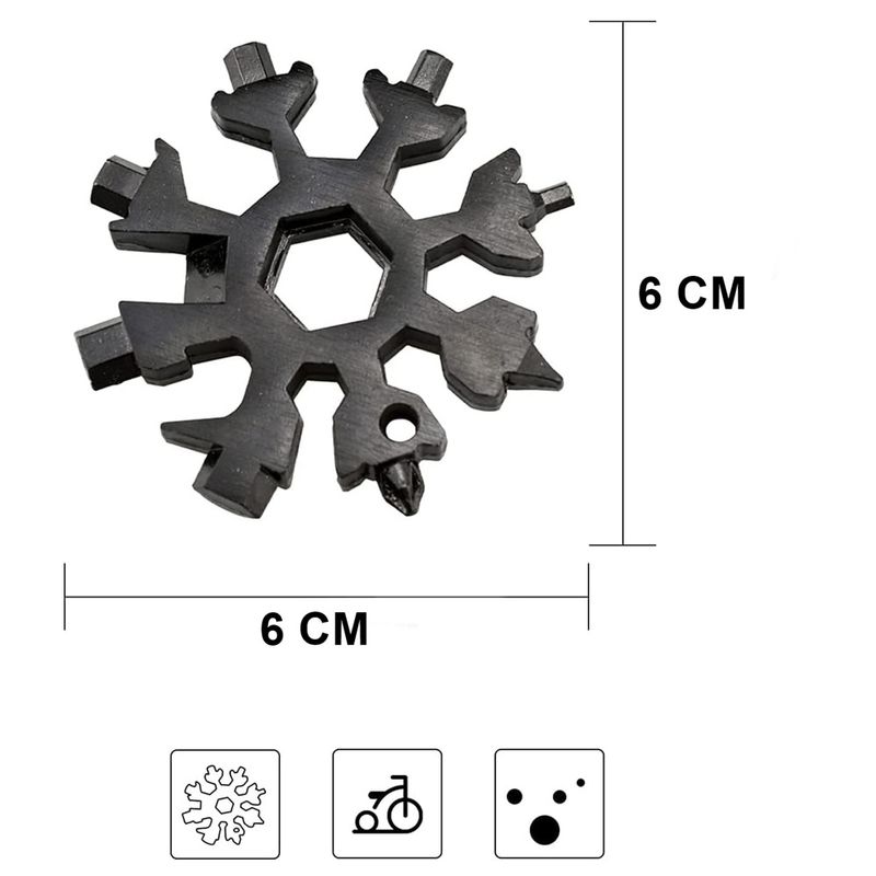 Casa si Gradina - Constructii - Scule de mana si unelte - Chei si truse chei - Cheie multifunctionala, tip breloc, 18 in 1, forma de fulg, metal, negru Vivo 18MT-BLACK - Infinity.ro