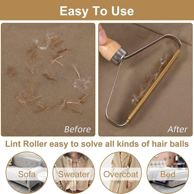 Petshop - Ingrijire si Igiena - Produse uz extern - Perii si manusi - Perie portabila pentru indepartarea scamelor si a parului de animale, maner din lemn, 16 x 12, 5 cm, Vivo WDLR01 - Infinity.ro