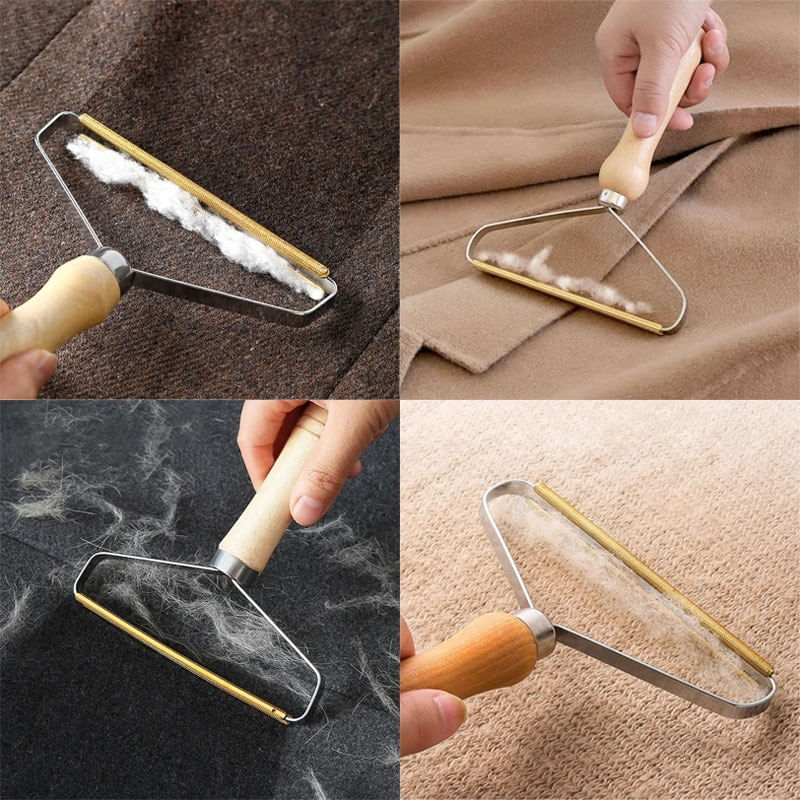 Petshop - Ingrijire si Igiena - Produse uz extern - Perii si manusi - Perie portabila pentru indepartarea scamelor si a parului de animale, maner din lemn, 16 x 12, 5 cm, Vivo WDLR01 - Infinity.ro