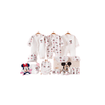 Fashion, accesorii si bijuterii - Copii - Articole botez - Trusouri si accesorii botez - Set Cadou Nou-Nascut REDQUIT® – 20 Piese, Salopete, Bavetici, Caciulita, Perna, Bumbac Natural, 0-6 luni, alb/roz - Infinity.ro