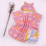 Jucarii, Copii si Bebe - Igiena si ingrijire - Baia bebelusului - Prosoape si halate de baie copii - Prosop Poncho REDQUIT® pentru Copii din 6 Straturi de Bumbac Muselina – Cu Gluga, Ultra Moale, Respirabil, roz - Infinity.ro