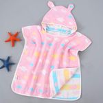 Jucarii, Copii si Bebe - Igiena si ingrijire - Baia bebelusului - Prosoape si halate de baie copii - Prosop Poncho REDQUIT® pentru Copii din 6 Straturi de Bumbac Muselina – Cu Gluga, Ultra Moale, Respirabil, roz - Infinity.ro