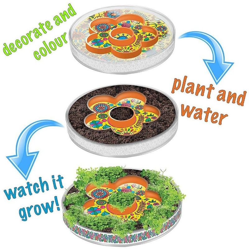 Jucarii, Copii si Bebe - Jucarii si jocuri - Jucarii de rol - Set joaca gradinarit - Set gradinarit, RMS, Gradina de Chia forma de floare, colorabila, multicolor, pentru 6 ani si peste, R05-0388 - Infinity.ro