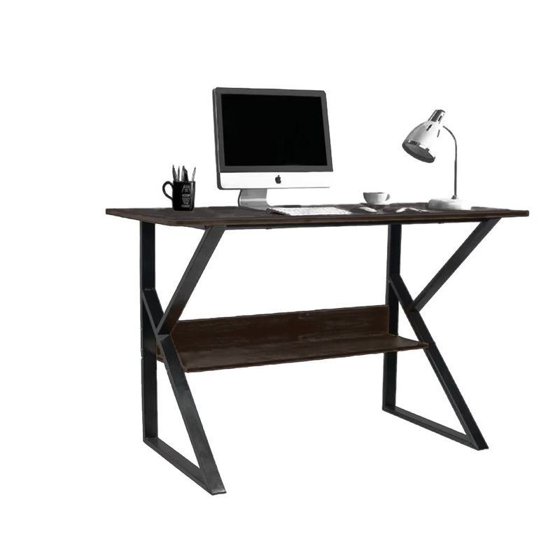 Casa si Gradina - Mobilier - Mese si birouri - Birouri - Birou ergonomic cu raft pentru depozitare/birou ofiice, blat din furnir, cadru metalic 80x40x72 cm - Infinity.ro